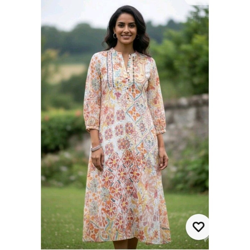 Zara Metallic Bright Printed Midi Dress Size Medium xs